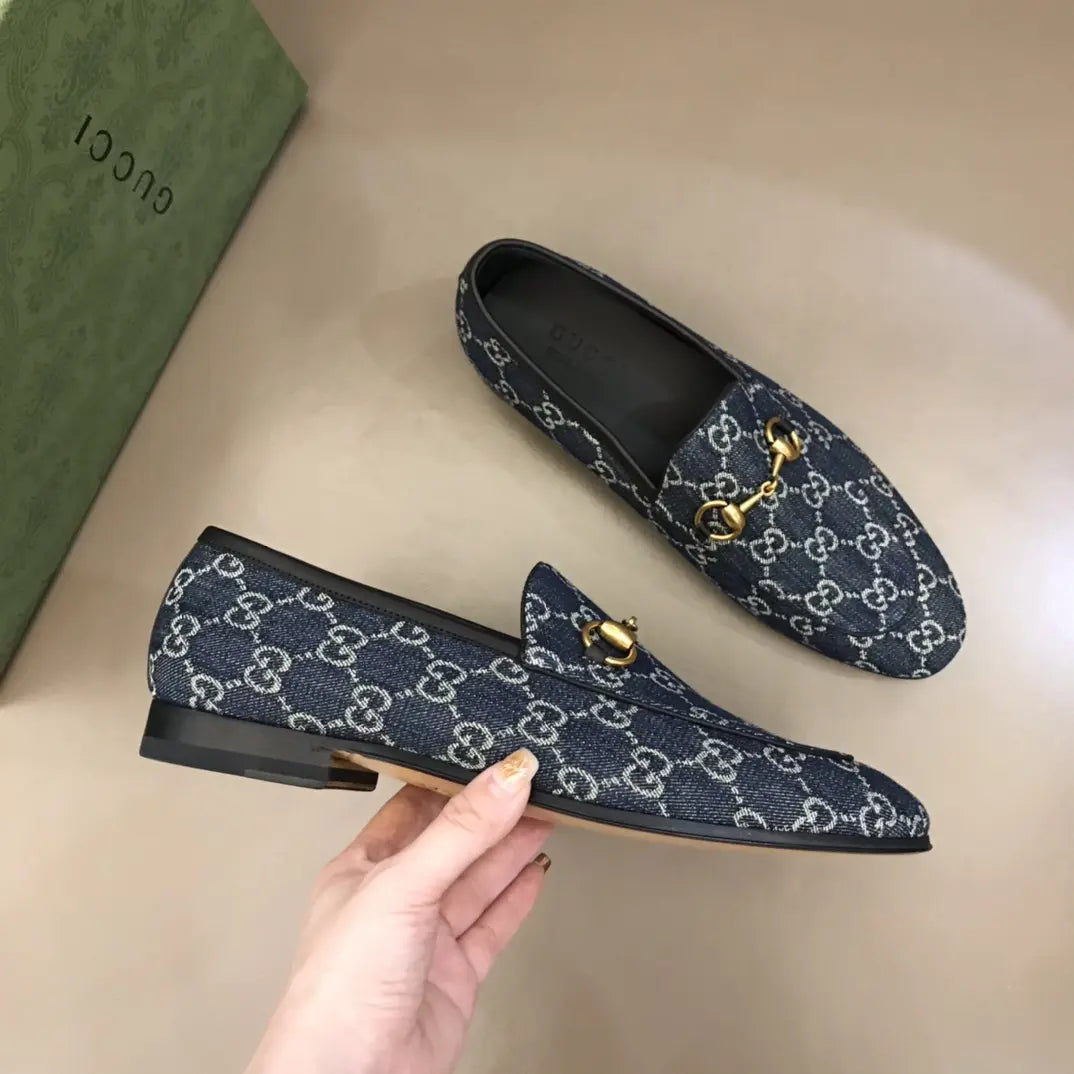 Gucci Horsebit Blue GG Supreme Loafers