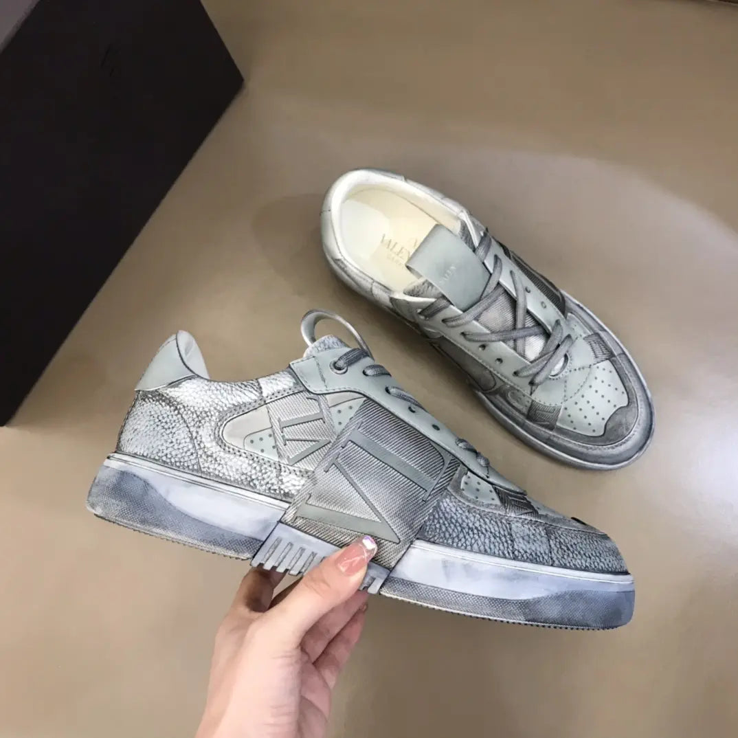 Valentino Garavani Light Grey Metallic Sneakers