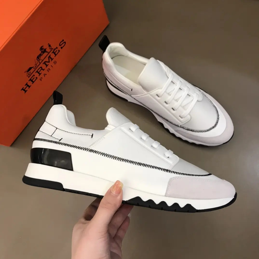 Hermes Paris White Black Sneakers