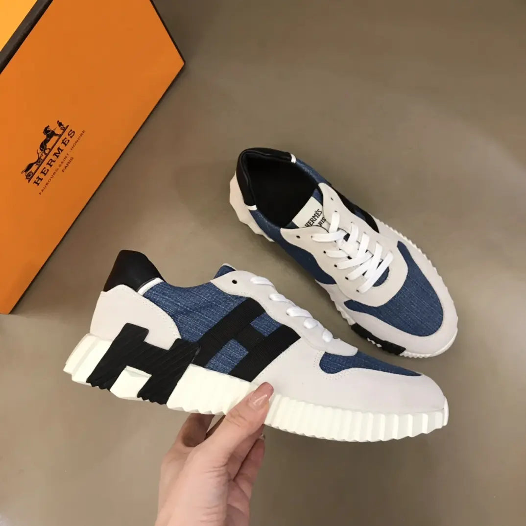 Hermes White Blue Black Sneakers