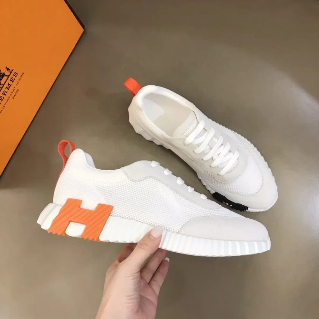 Hermes White Orange Black Sneakers