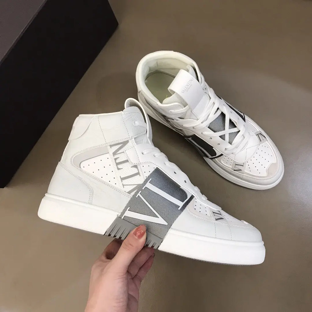 IN White Black Grey High Top Sneakers