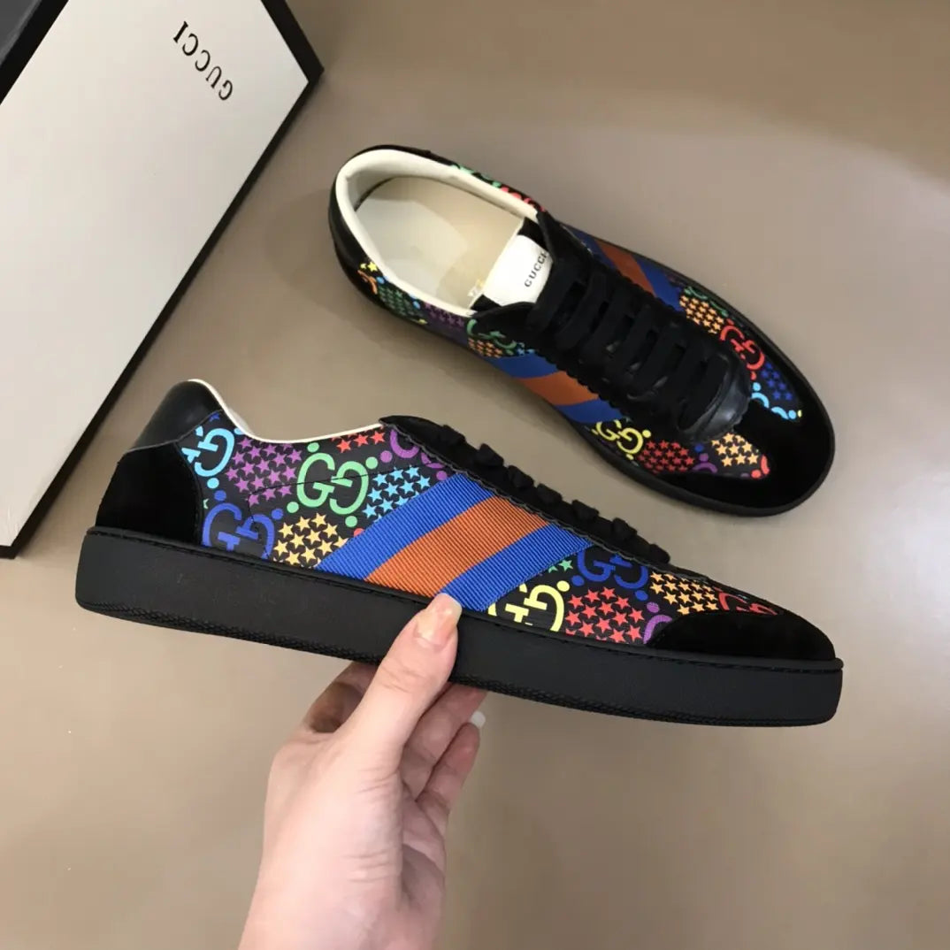 Gucci Ace Black Multicolor Orange Sneakers