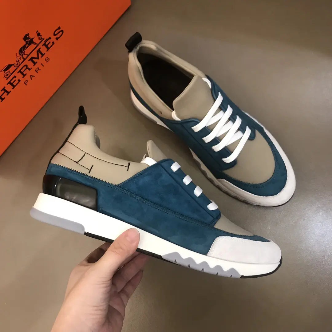 Hermes Paris Blue Beige White Sneakers