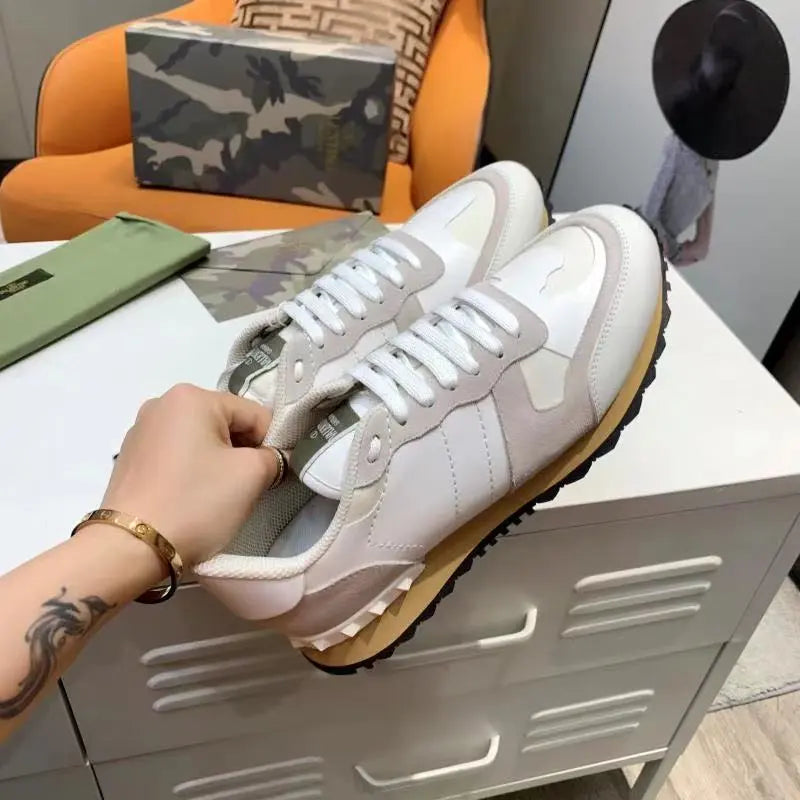 Valentino Garavani White Beige Brown Sneakers
