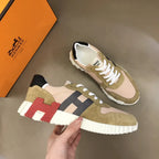Hermès Pink Beige Black White Sneakers