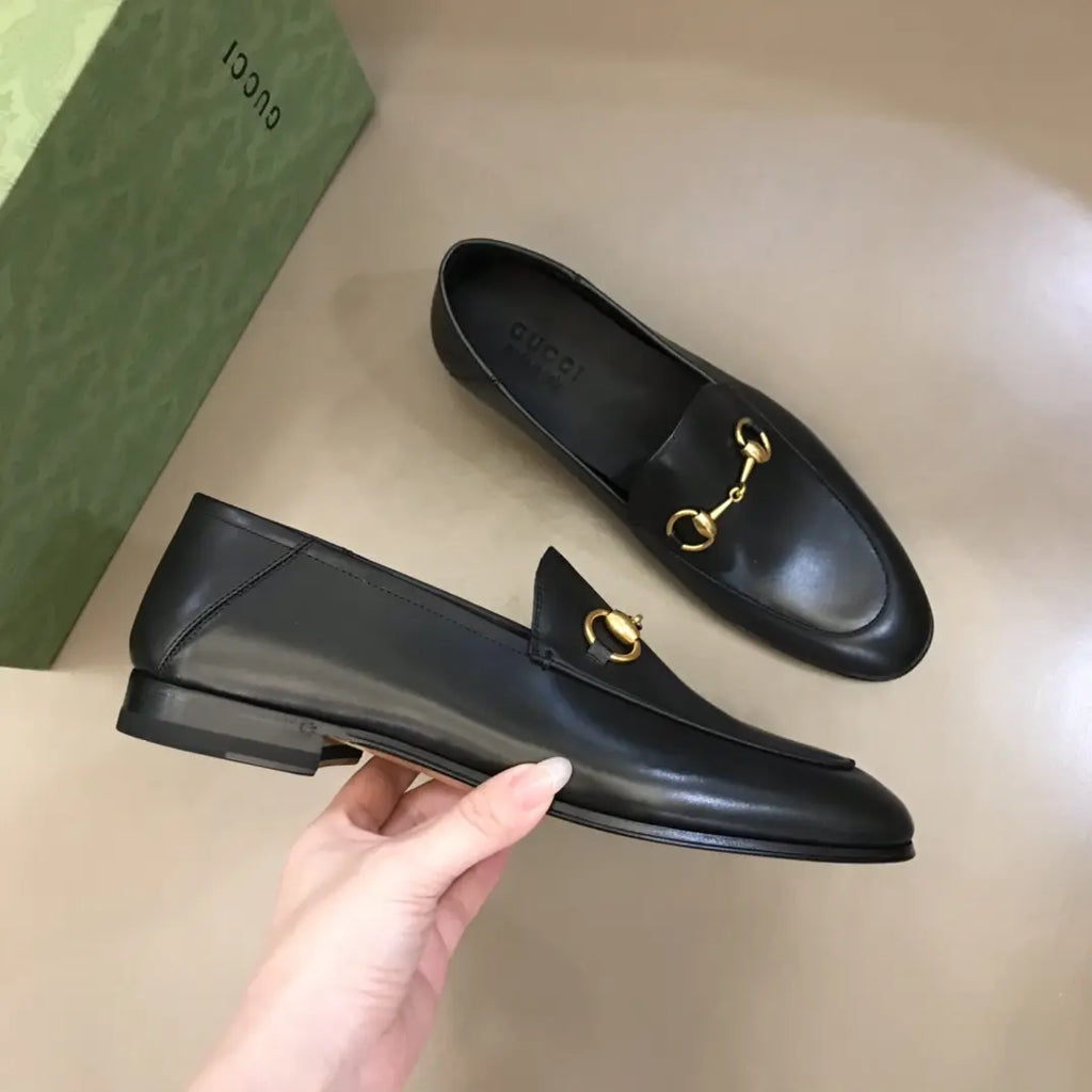 Gucci Horsebit Gold Bit Black Loafers