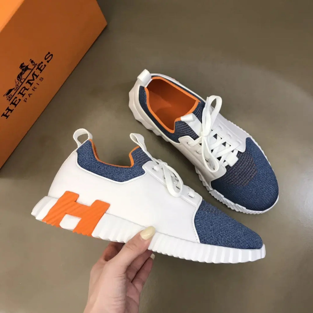 Hermes Paris White Blue Orange Sneakers