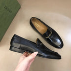 Gucci Horsebit Gold Chain Black Loafers