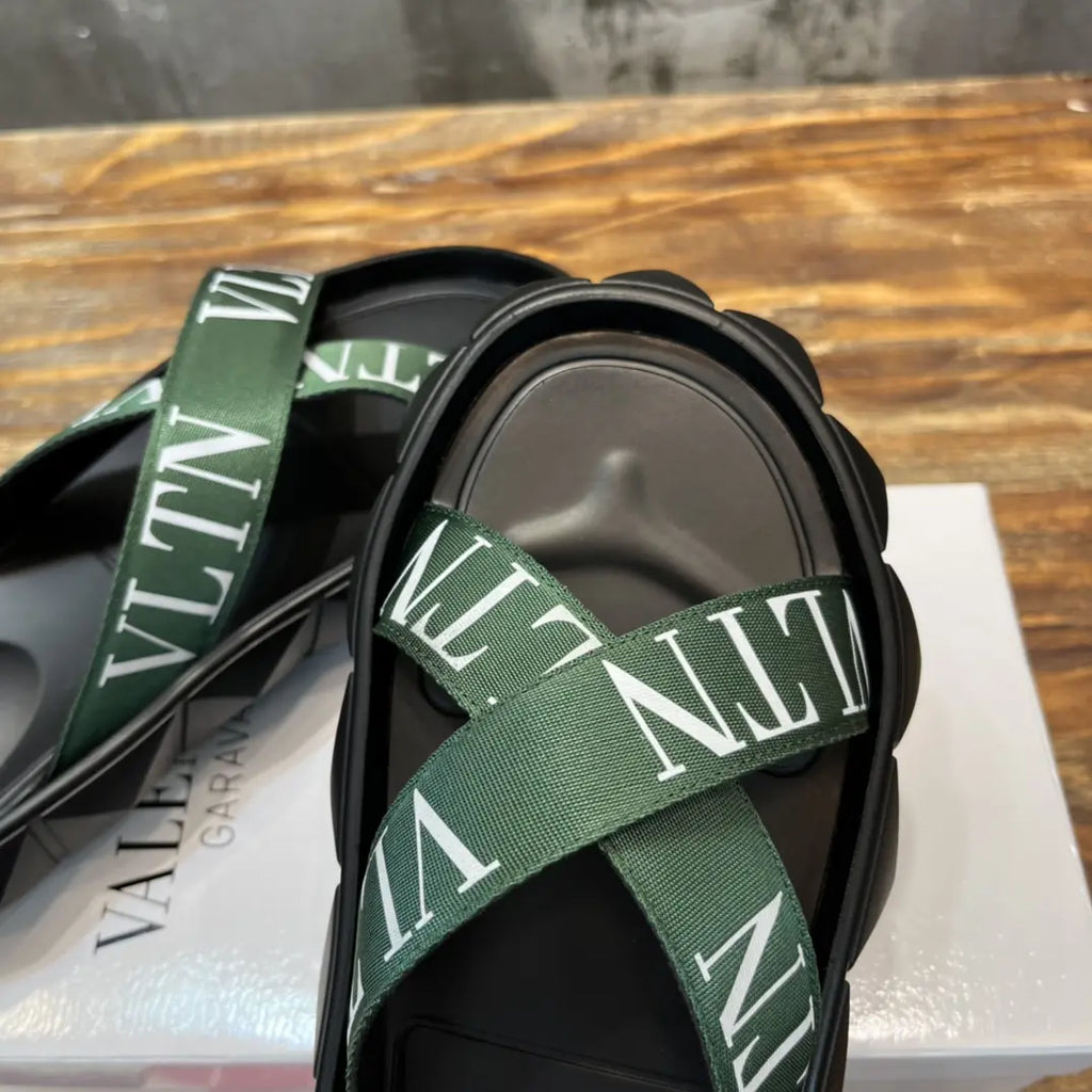 Valentino Garavani VLTN Black Green Sandals