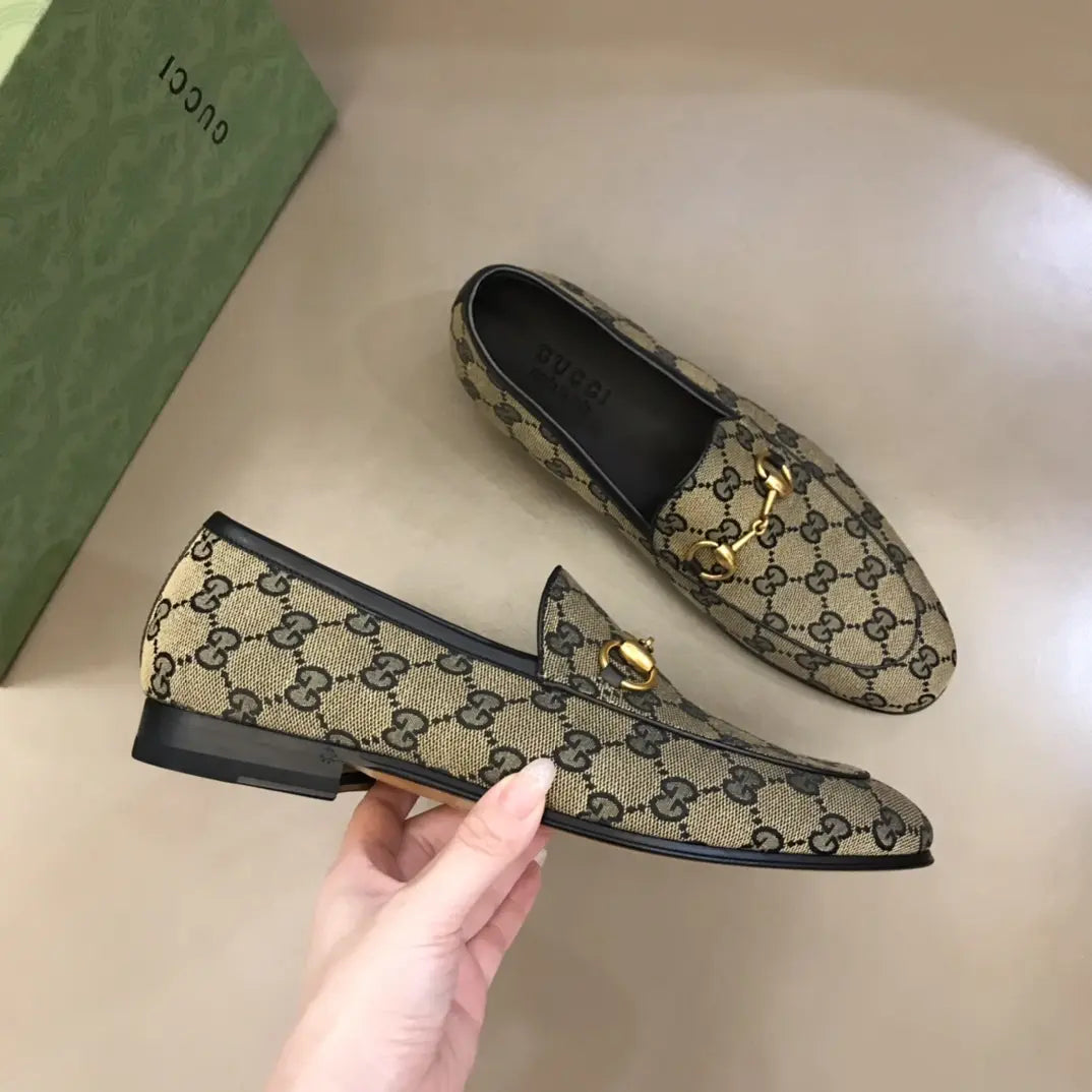 Gucci Horsebit Beige Brown GG Loafers