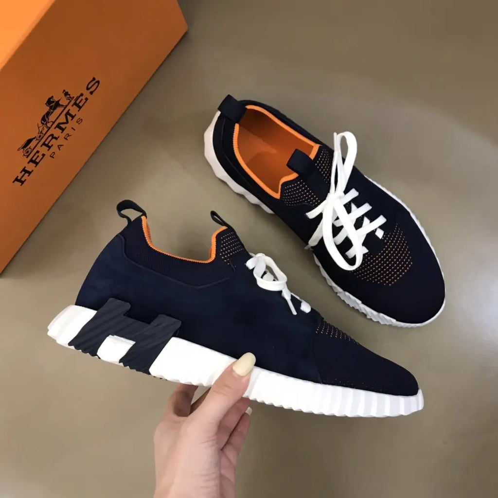 Hermes Bouncing Black White Orange Sneakers