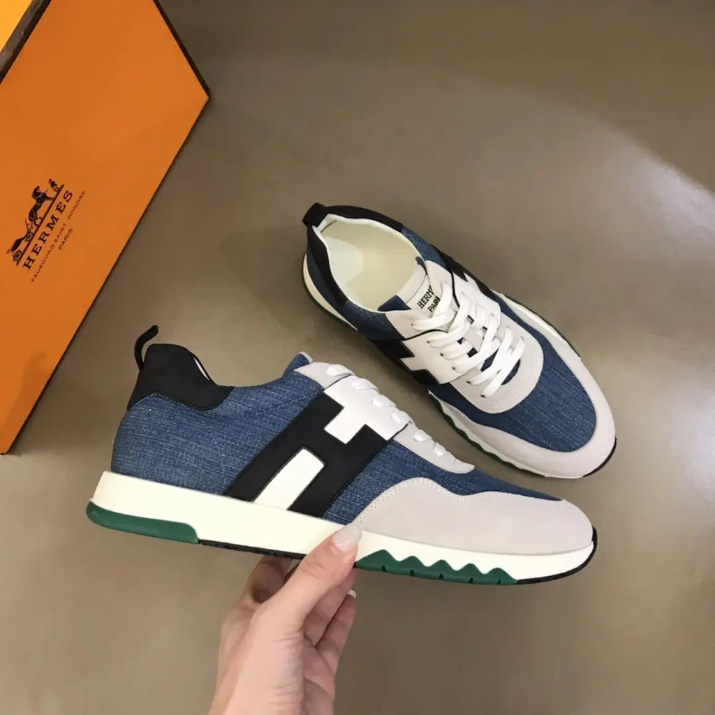 Hermes Denim Blue White Sneakers