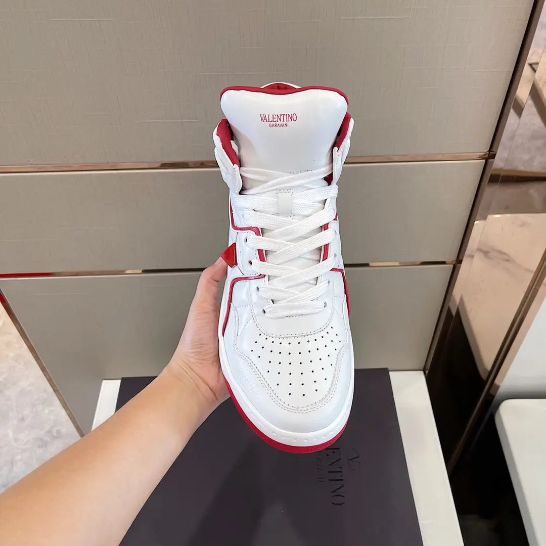 Valentino High Top White Red Sneakers