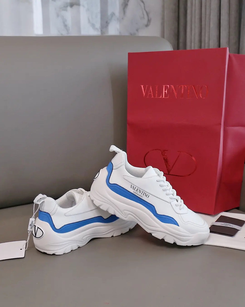 Valentino Garavani White Blue Sneakers