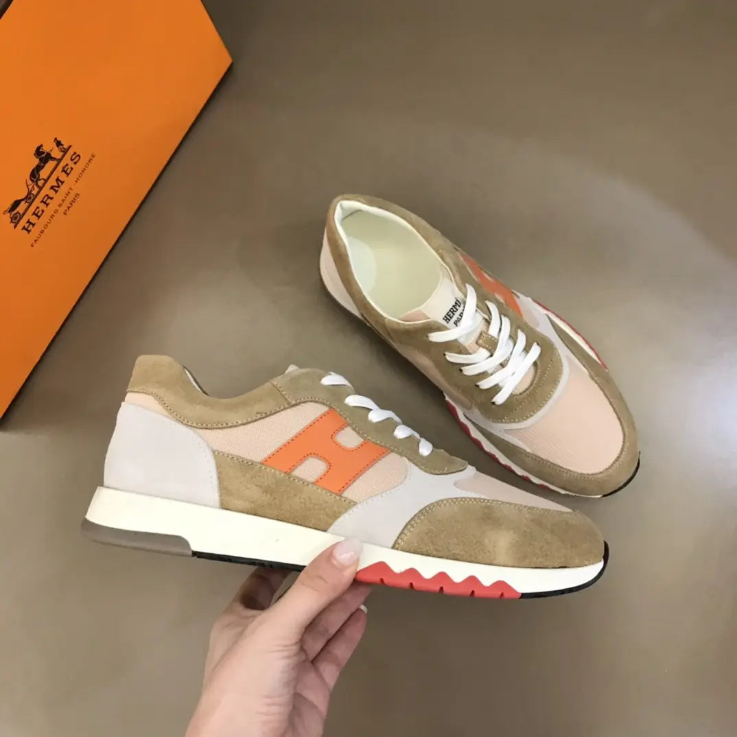 Hermès Beige Light Pink Orange Sneakers