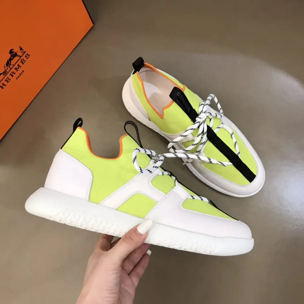Hermes Neon Green White Black Sneakers