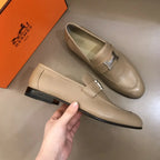 Hermes H Beige Loafers