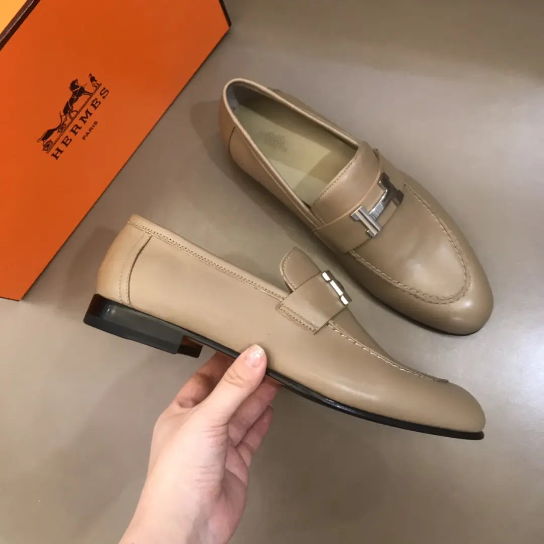 Hermes H Beige Loafers
