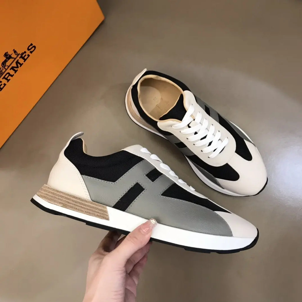 Hermes H White Black Grey Sneakers