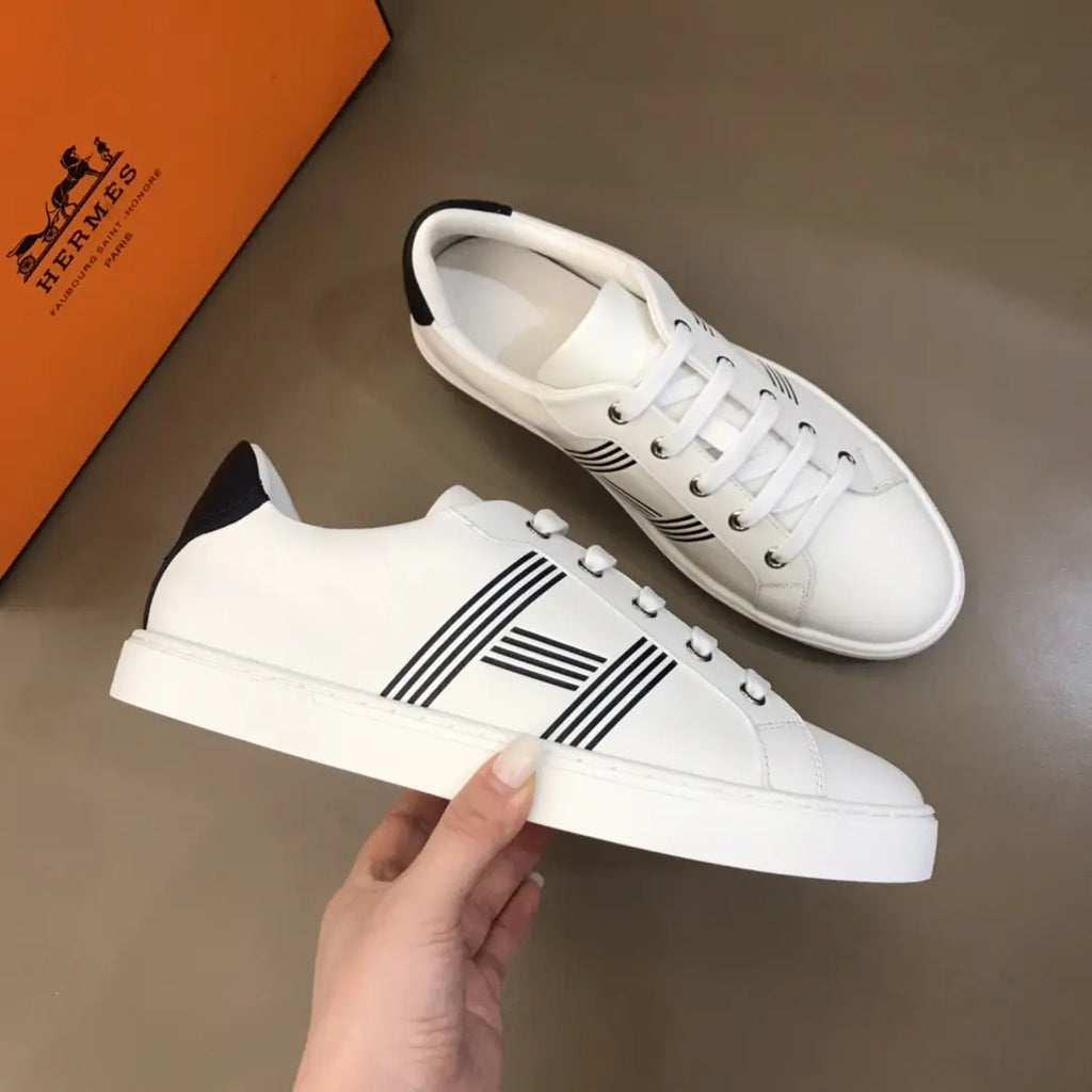 Hermes H Stripe White Black Sneakers