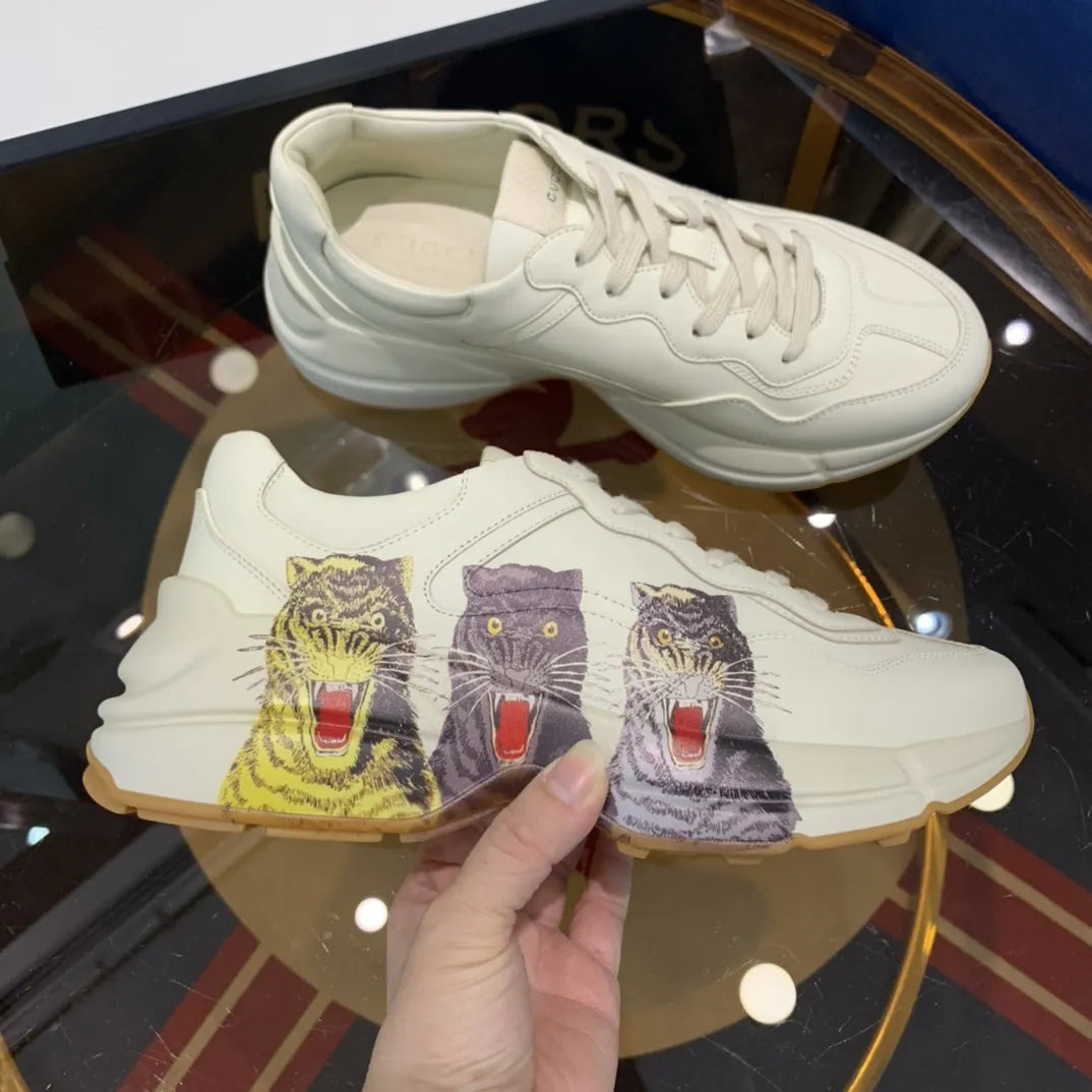 Tiger Print White Purple Yellow Sneakers