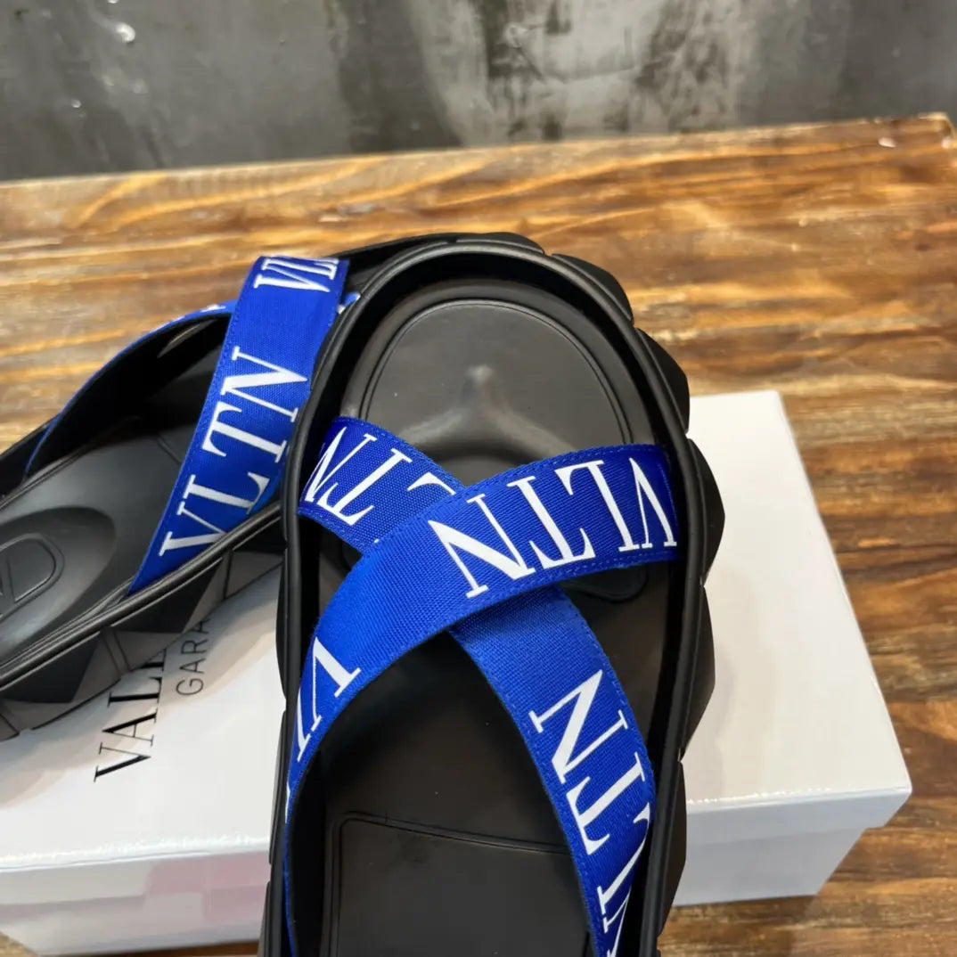 Valentino Garavani VLTN Blue Black Sandals