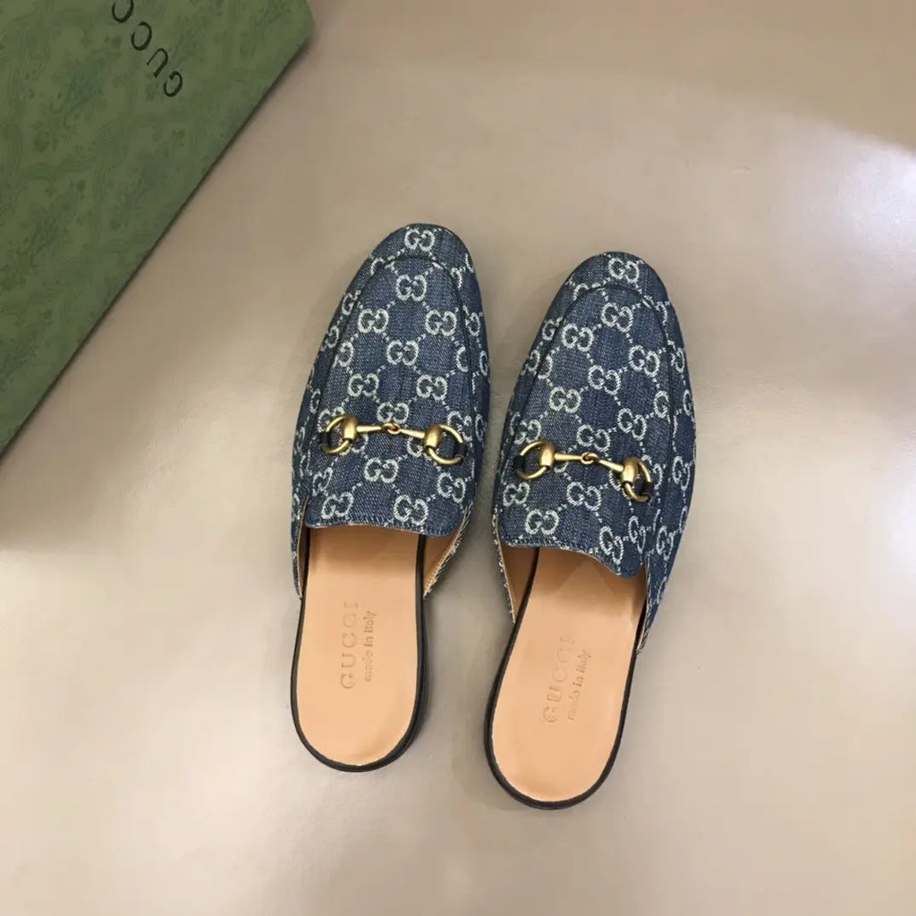 Gucci Horsebit GG Supreme Blue Mules