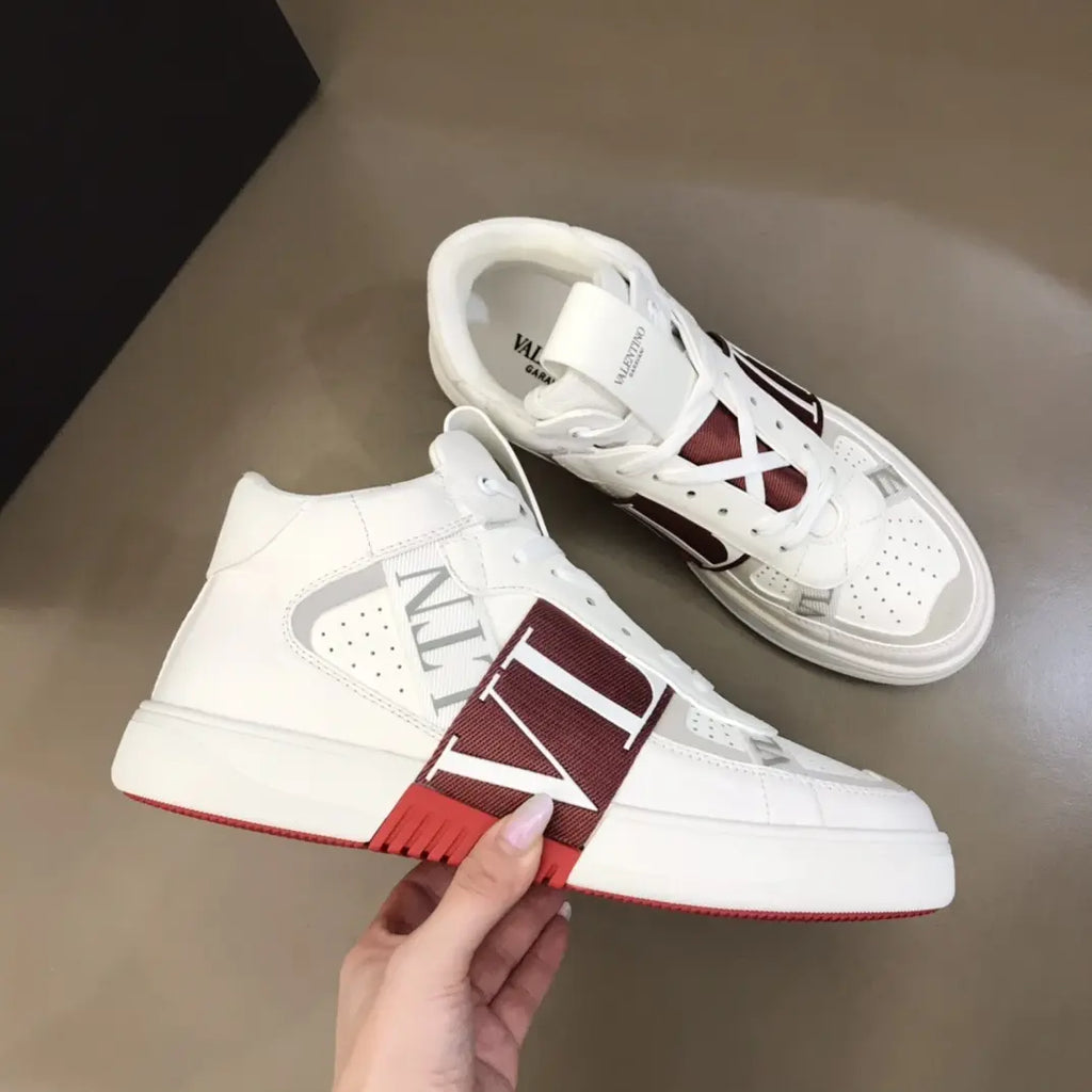 Valentino Garavani White Maroon Red Sneakers