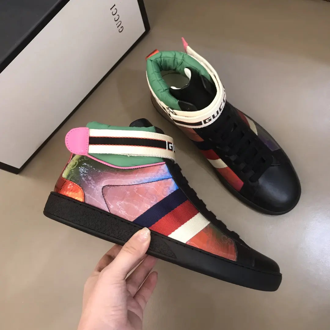 Gucci Web High Top Black Multicolor Sneakers