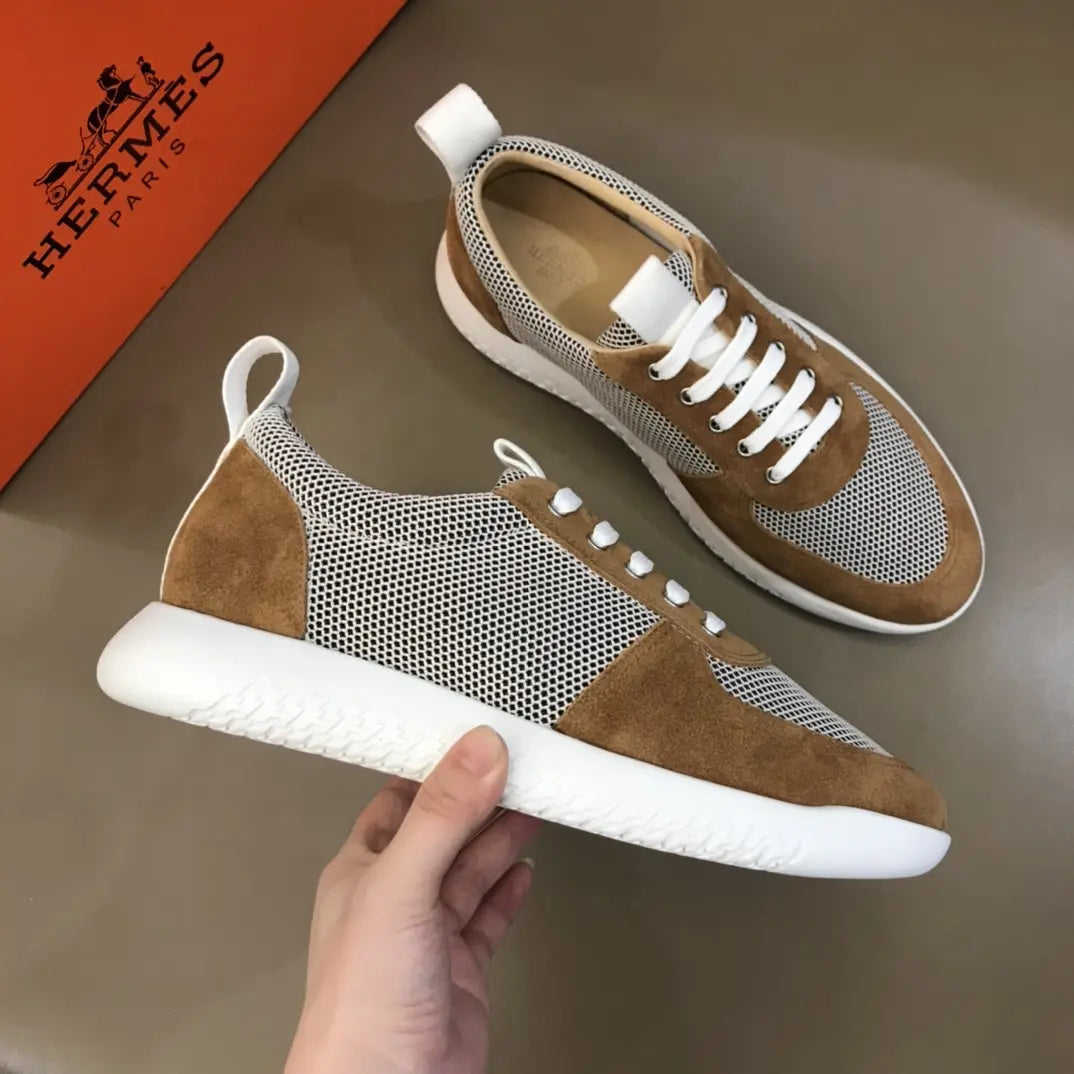 H Suede Mesh Brown White Sneakers