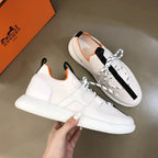 Hermes White Black Orange Sneakers