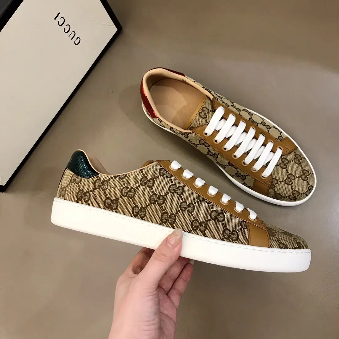 Gucci Ace Beige Brown Red Sneakers