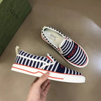 Gucci Striped Blue White Red Slip On Sneakers