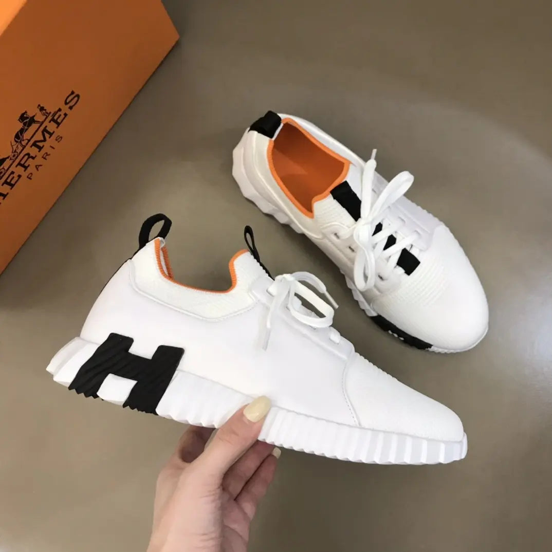 Hermes Bouncing White Black Orange Sneakers