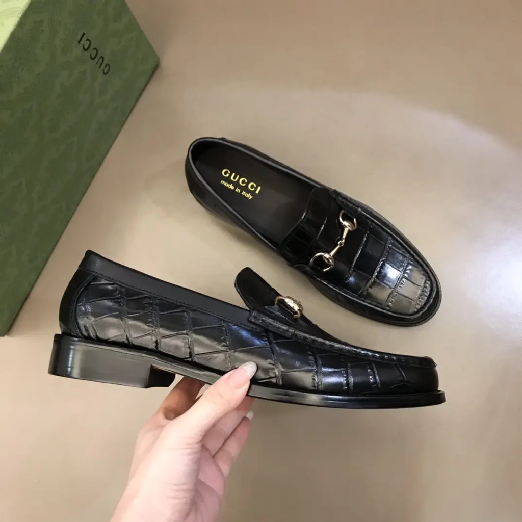 Gucci Horsebit Black Crocodile Loafers