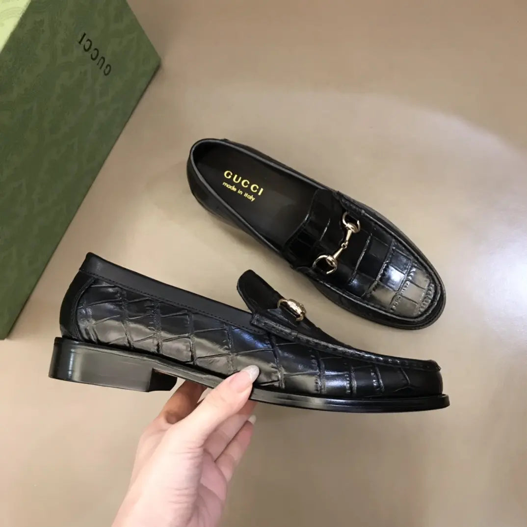 Gucci Horsebit Black Crocodile Loafers