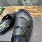 Valentino Garavani Black Cross Strap Sandals