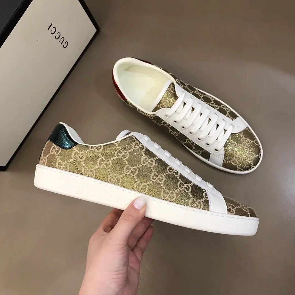 Gucci Ace Beige Brown Red White Sneakers