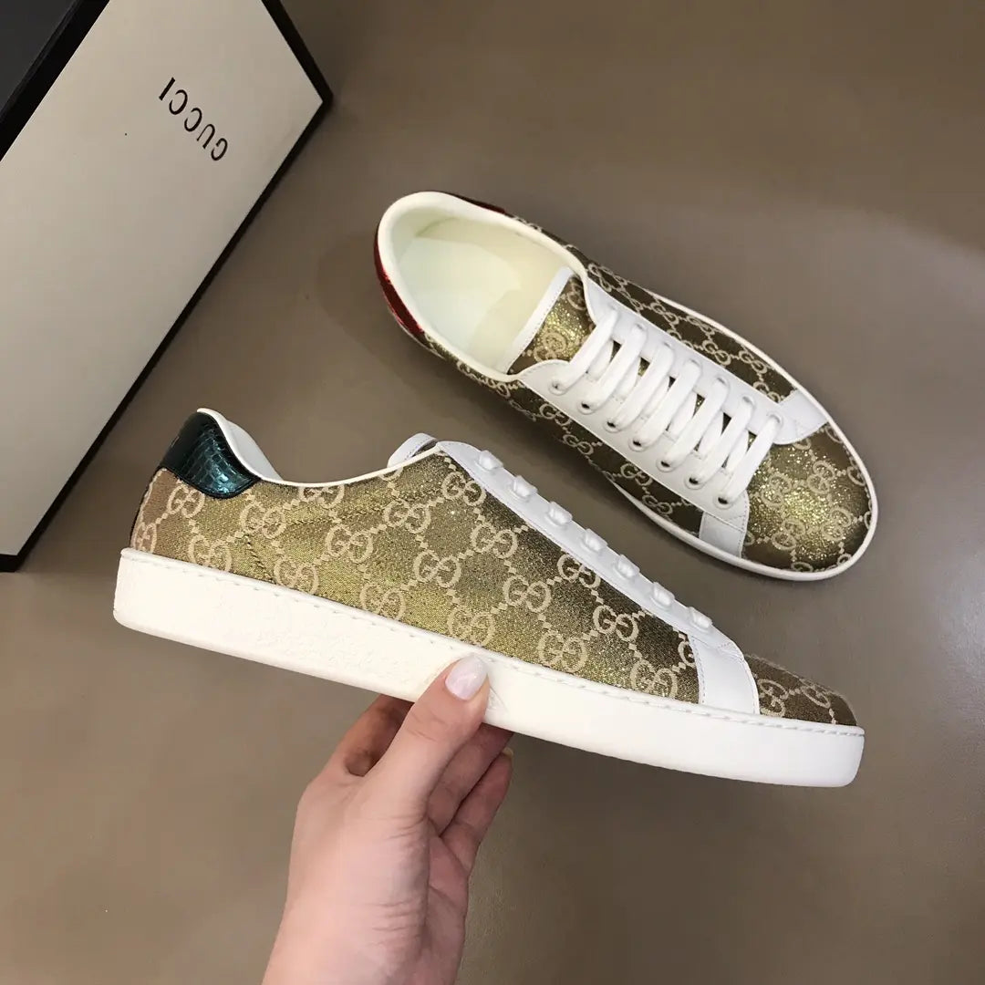 Gucci Ace Beige Brown Red White Sneakers