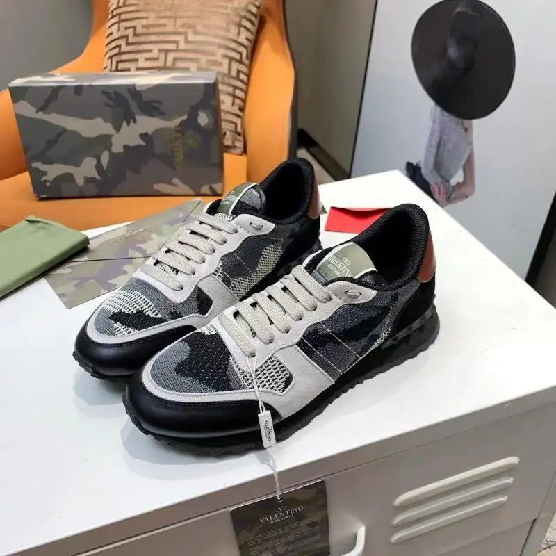 Valentino Rockrunner Black Grey Camo Sneakers