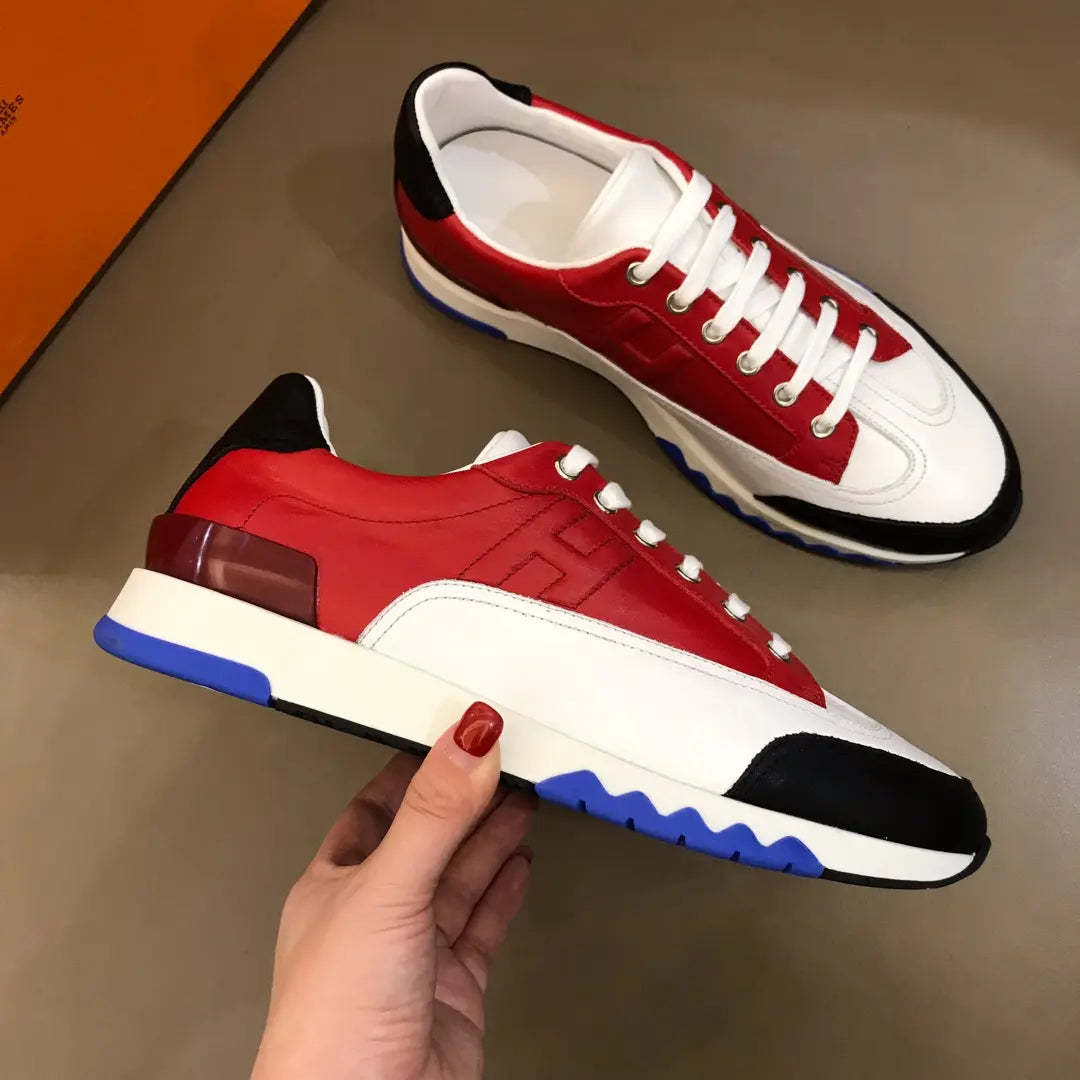 Hermes Red White Black Blue Sneakers