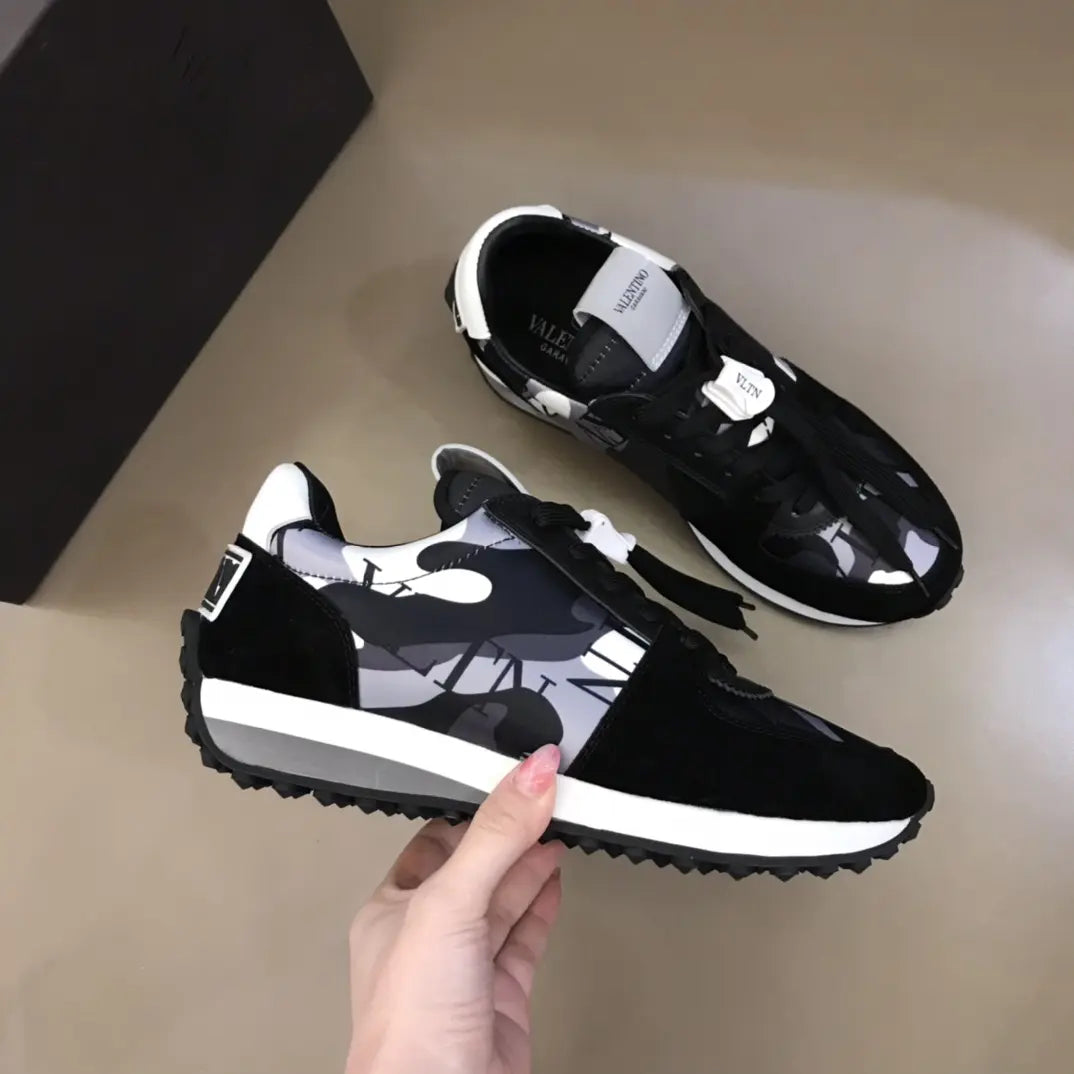 Valentino Garavani Black White Gray Sneakers