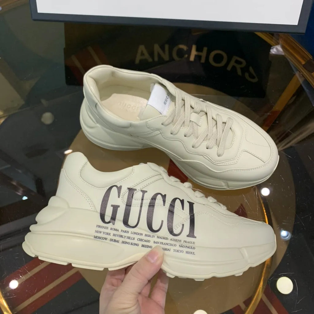 Gucci Logo Print Off White Sneakers