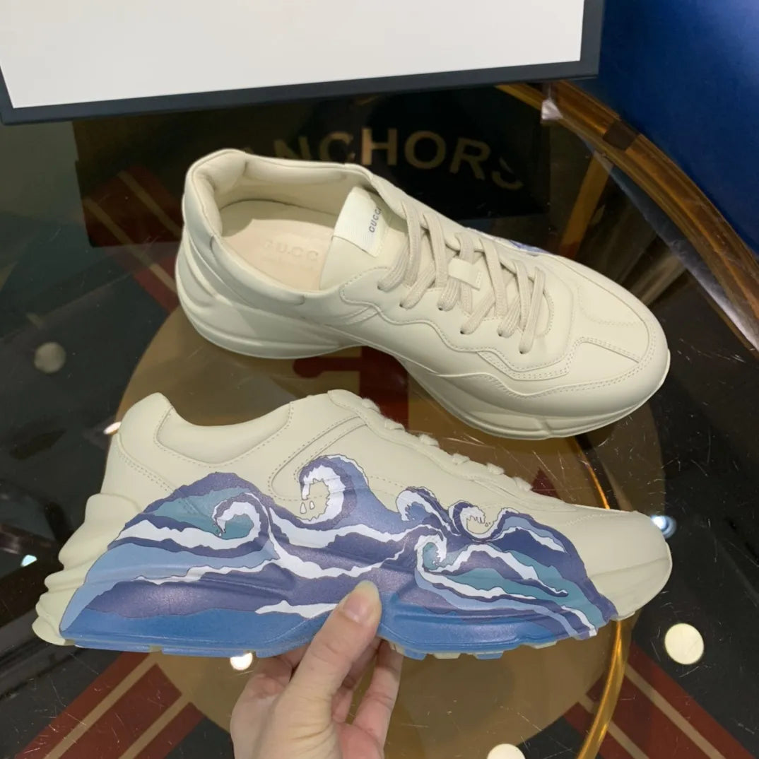 Alexander McQueen Wave Beige Blue Sneakers