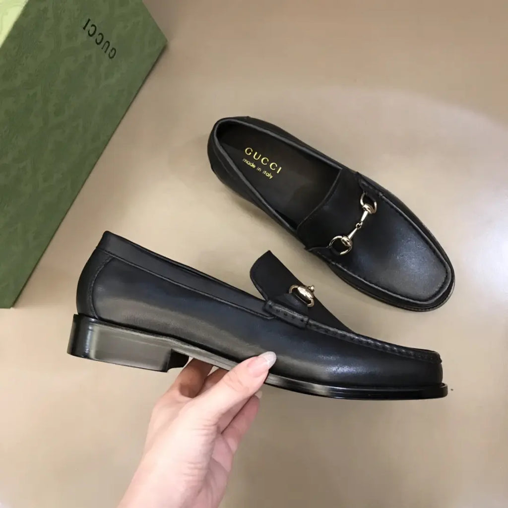 Gucci Horsebit Moccasin Black Leather Loafers