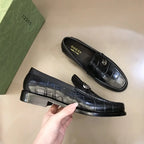 Gucci GG Horsebit Black Crocodile Loafers