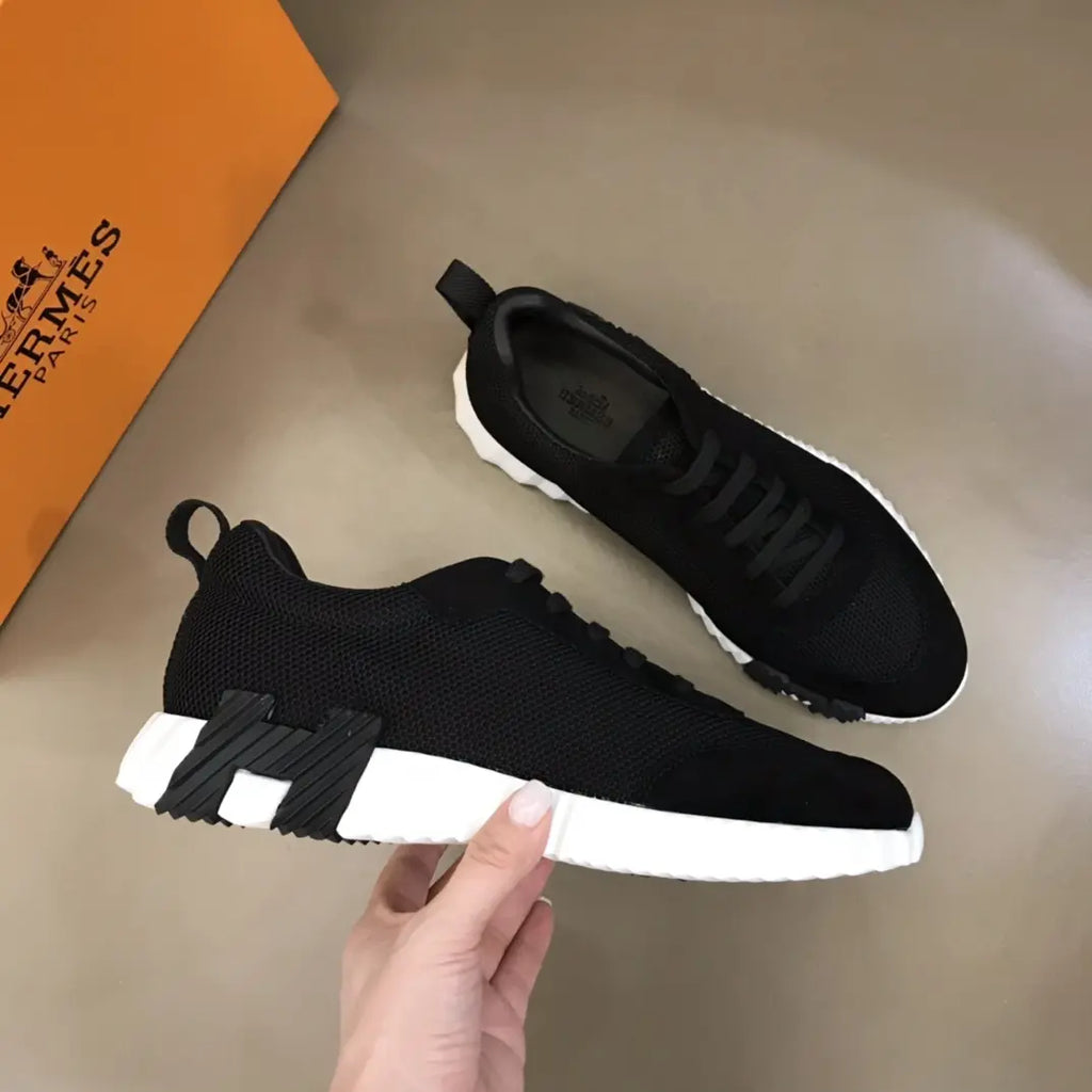 Hermes H Black White Mesh Sneakers