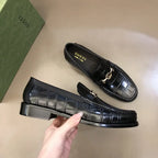 Gucci Horsebit Black Crocodile Leather Loafers