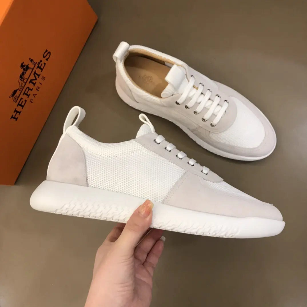Hermes Paris White Light Gray Sneakers